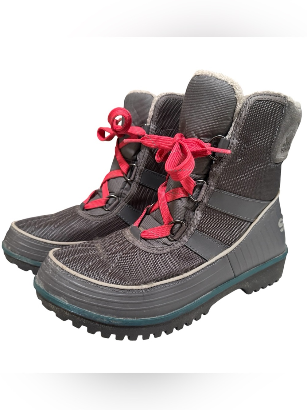 Sorel Women’s Tivoli II Waterproof Winter Boots Grey with Pink Laces - 8.5